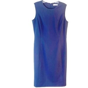 Calvin Klein Blue Shift Dress Classic Work Career Sleeveless Women Size 6
